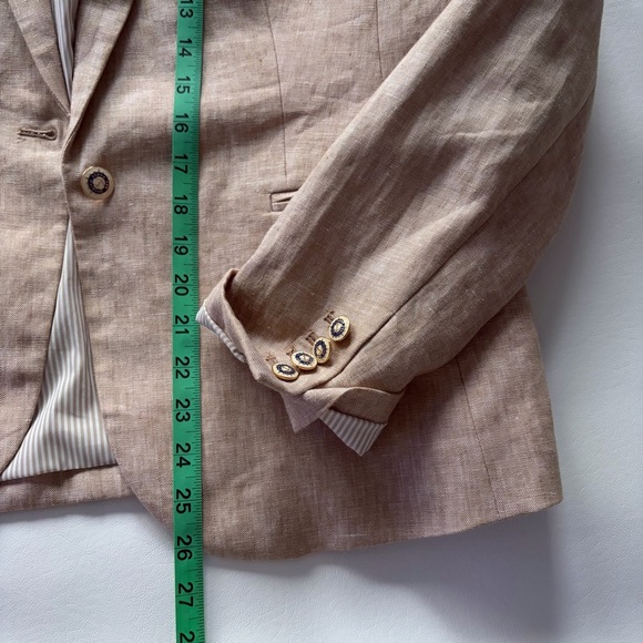 J.Crew Campbell Wmn’s 14 Linen Blazer Oatmeal Tan One Button Coastal Preppy - Picture 6 of 10